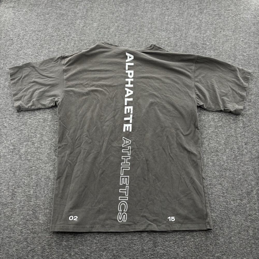 Alphalete Shirt Mens Large Gray Short Sleeve Active Essential Gym Distressed*